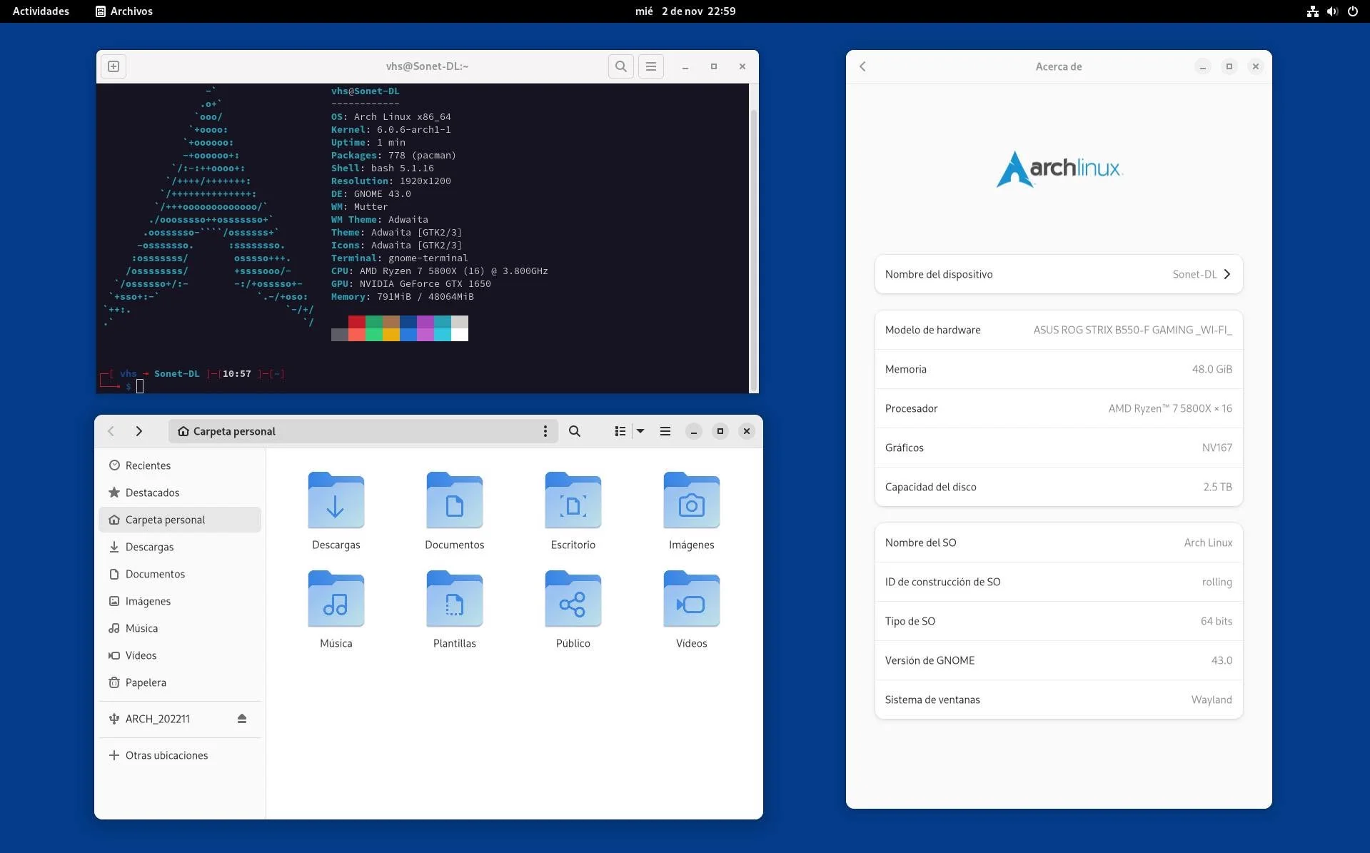 Arch Linux, noviembre 2022