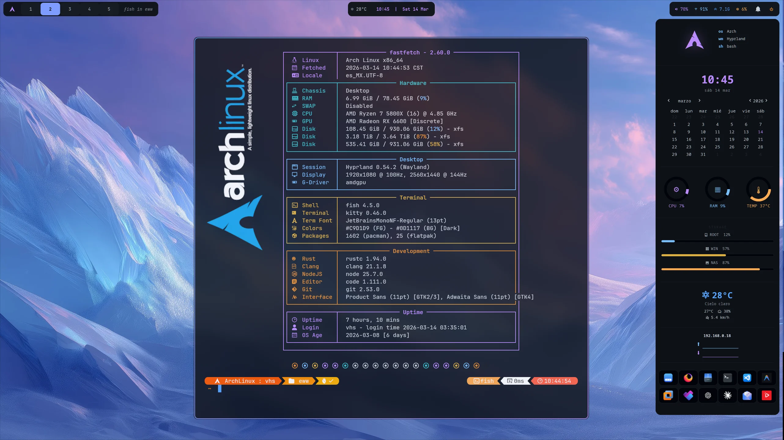 Mis Dotfiles de Hyprland en Arch Linux