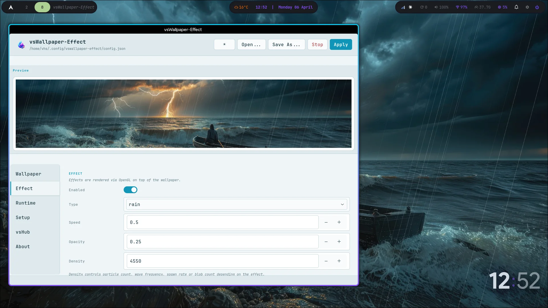 vsWallpaper-Effect: efectos animados para tu wallpaper en Wayland