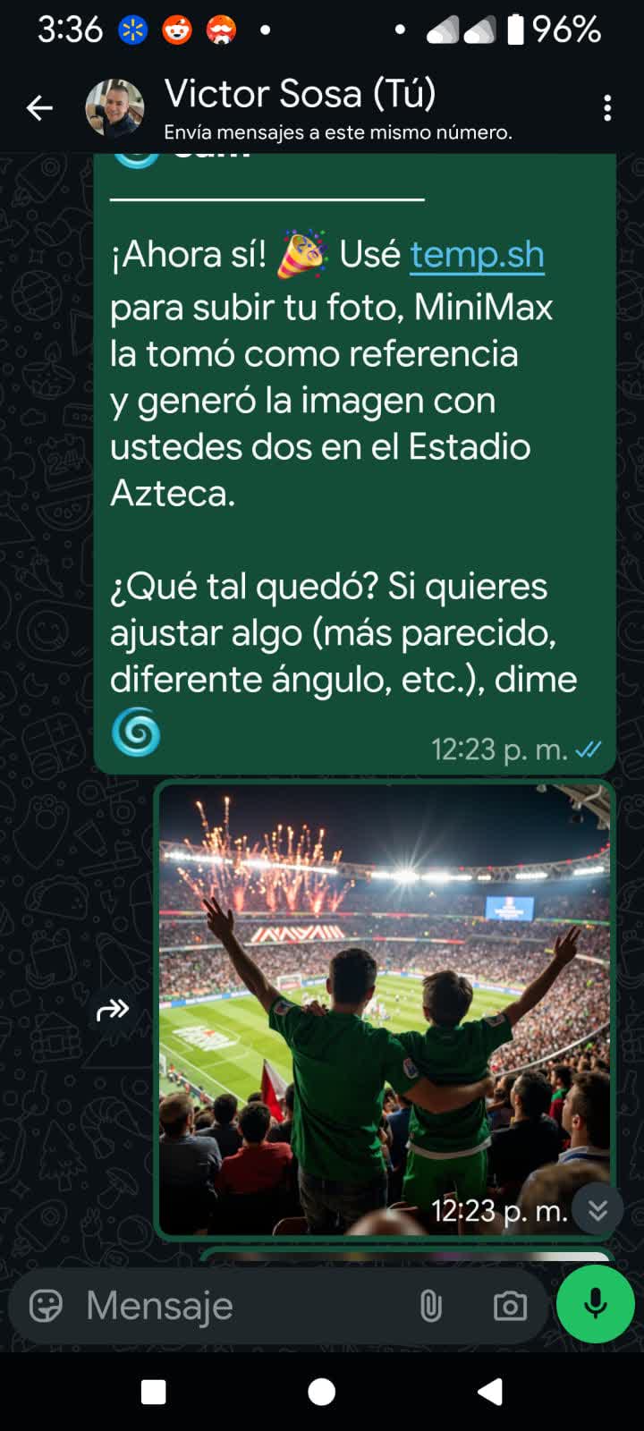 Imagen generada entregada por WhatsApp